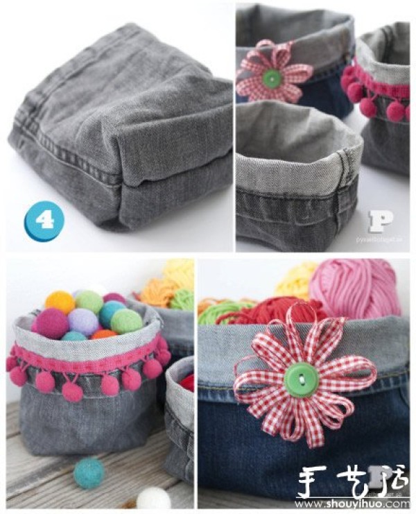 Beautiful DIY storage basket for unworn jeans