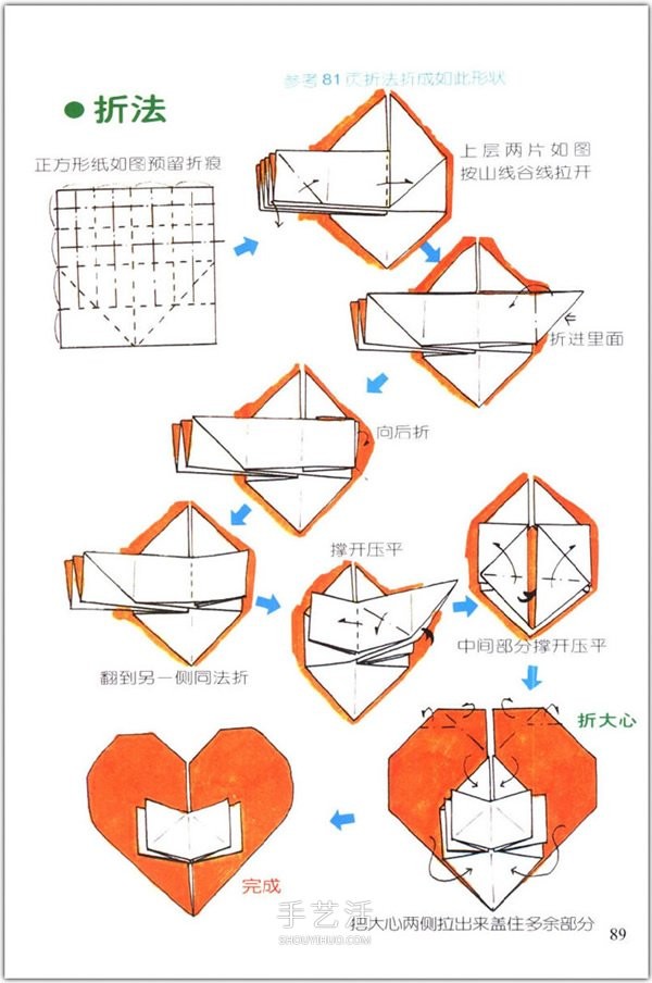 How to fold a heart? A collection of 76 simple heart-shaped origami methods with illustrations