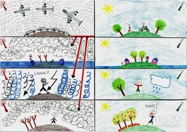 Children who love the earth, environmental protection poster, fun and ecological childrens pictorial