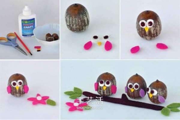 How to make a handmade owl with acorns, a simple way to make an owl with acorns