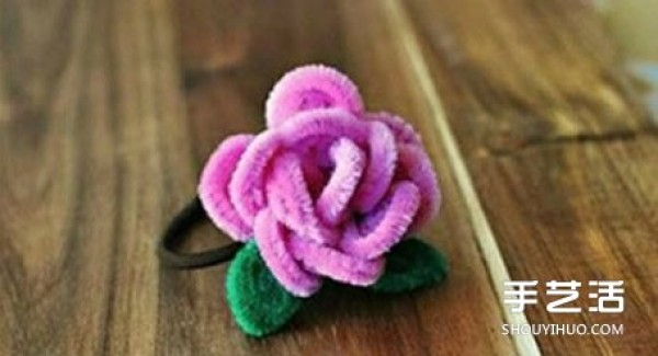 Twist stick flower tutorial illustration DIY handmade rose headband