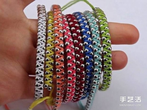 Braided rope wrapped around metal beads, DIY mixed and matched to create your exclusive bracelet