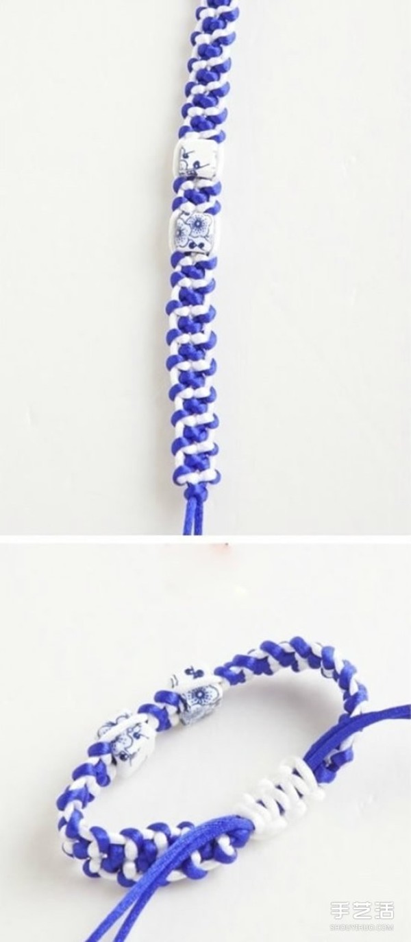 How to weave a blue and white porcelain bracelet, how to weave a DIY blue and white porcelain bracelet