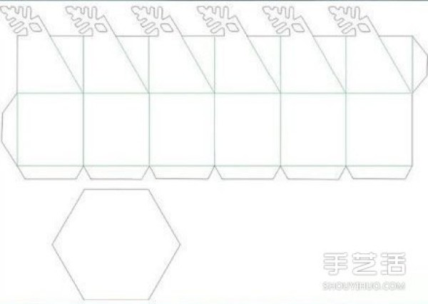 Illustration of the folding method of Christmas gift box packaging to make a beautiful snowflake carton