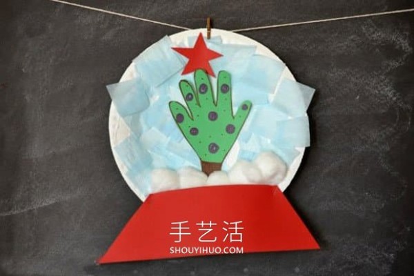 Illustrated tutorial on how to make homemade Christmas paper plate Christmas tree ornaments