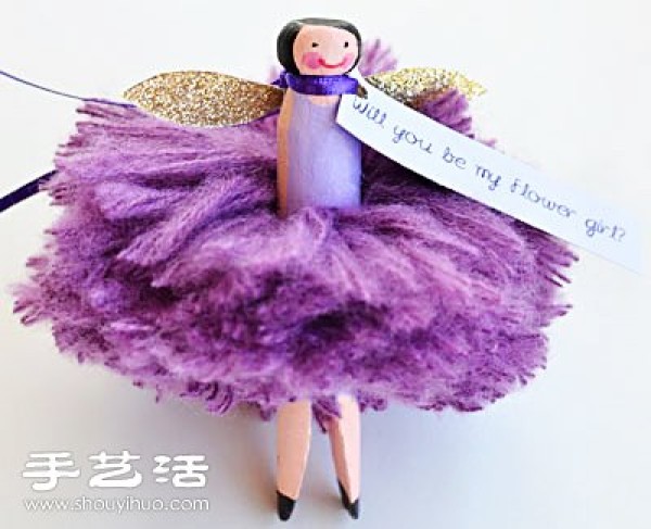 Wool + wooden clip DIY handmade flower fairy doll for wedding