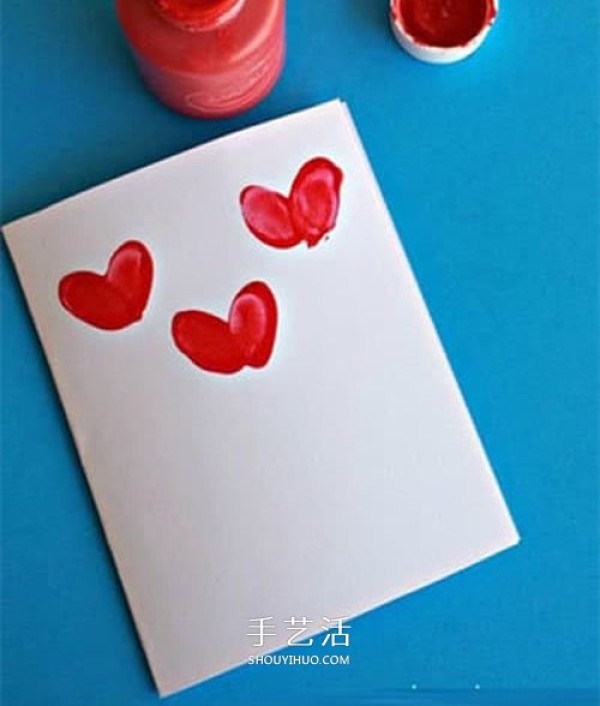 Finger painting is also used! How to make a simple and cute love flower greeting card