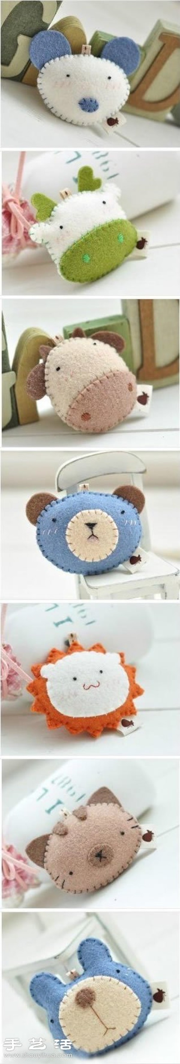 Handmade fabric cute cartoon animal pendant