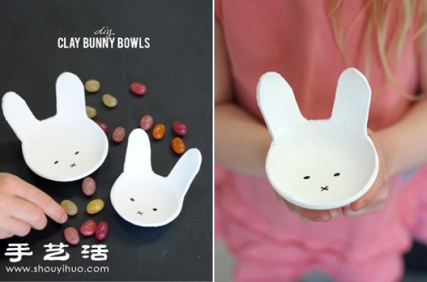 Polymer/clay handmade cute bunny candy dish