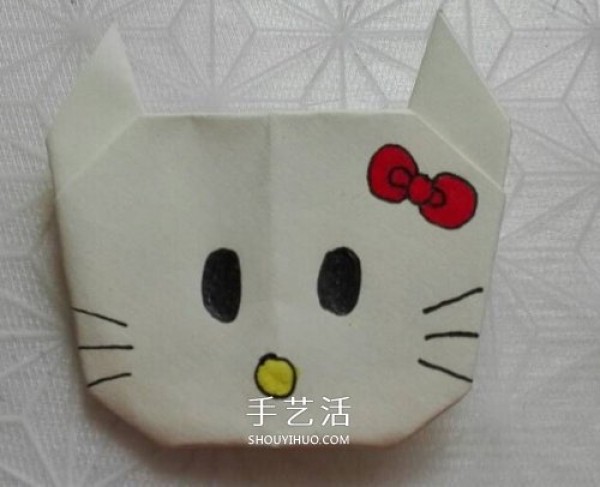 Simple Hello Kitty origami tutorial for children to fold Hello Kitty