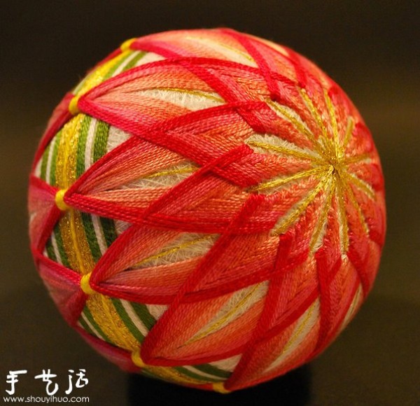 A beautiful temari ball handmade by a 92-year-old grandmother in Japan