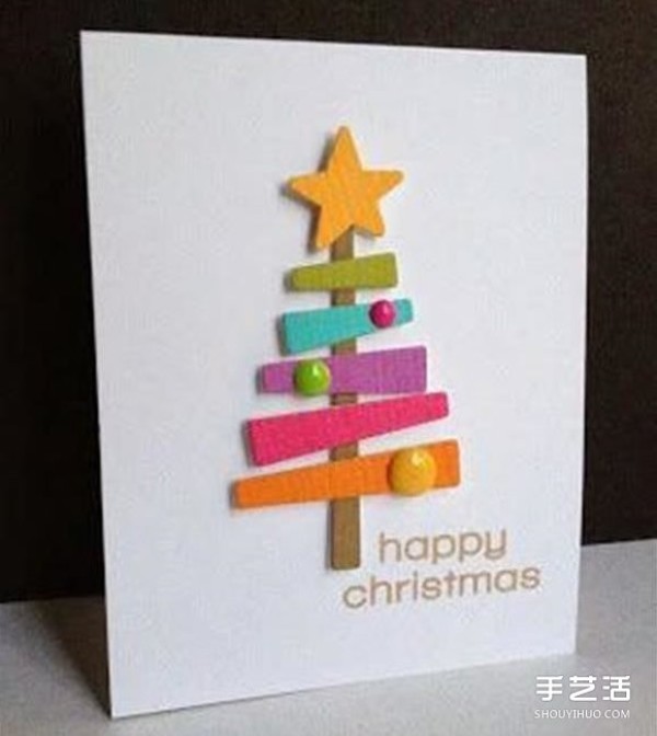 Simple Christmas greeting card making illustrations handmade Christmas card making pictures