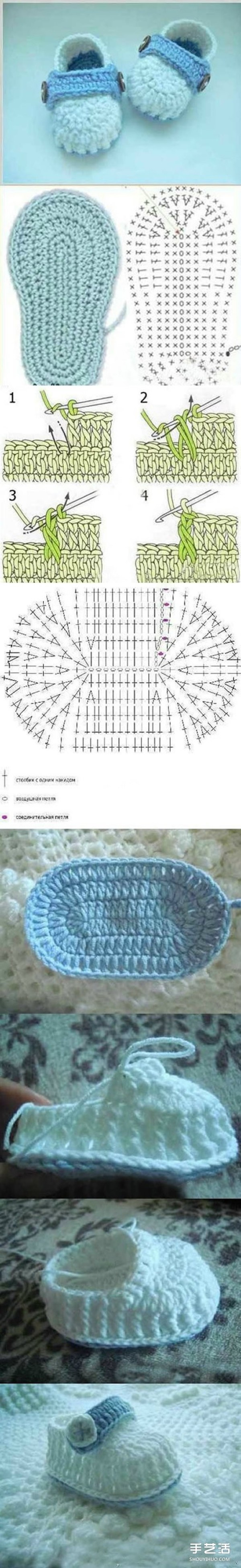 How to Knit Baby Shoes with Wool, Illustration of Weaving Baby Shoes