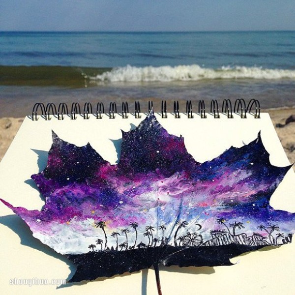 Use fallen leaves as canvas to paint another gorgeous world