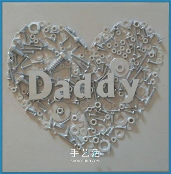 Use nails and spacers! Making interesting Fathers Day love greeting cards