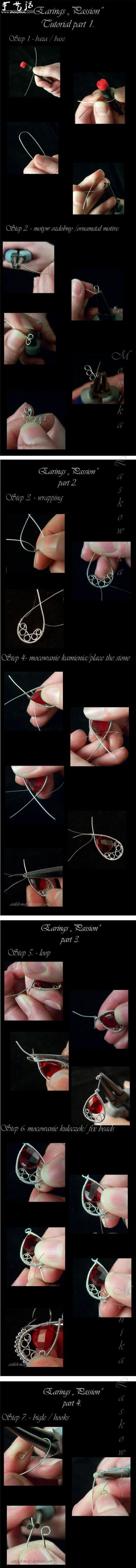 Tutorial on how to make exquisite earrings with thin iron wire by hand