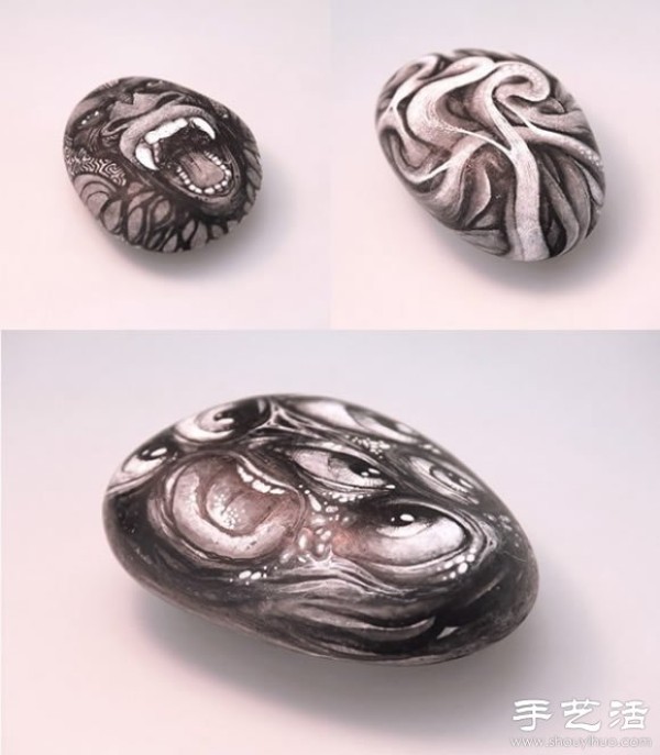 Animal bones, DIY fantasy hand-painting on stones