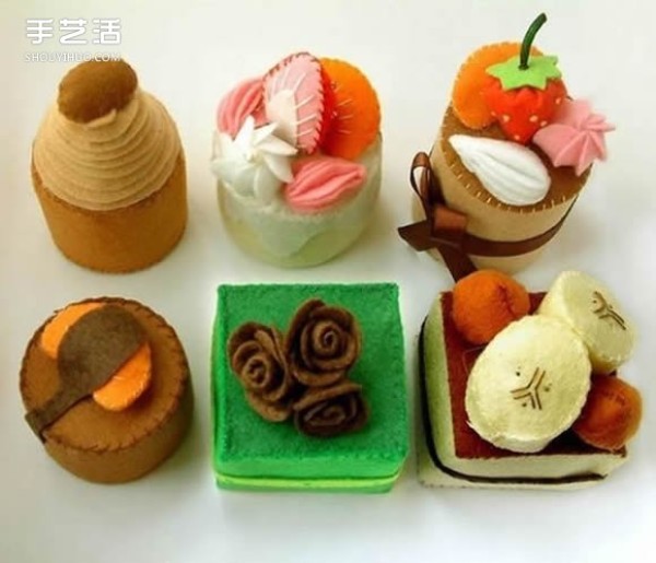 Non-woven gourmet model pictures, handmade fabric fruit and food works