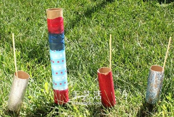 Kindergarten firecrackers handmade method of rolling paper tubes to make rocket firecracker toys