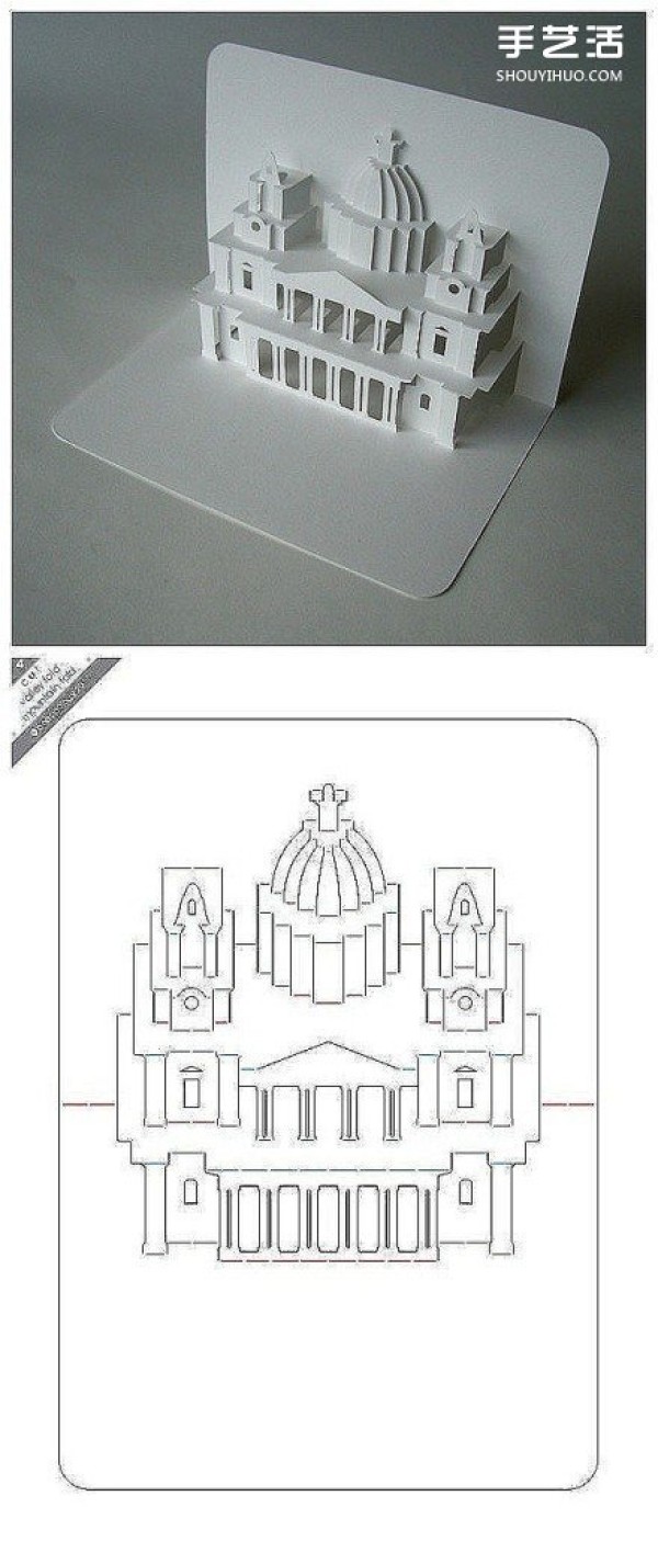 8 Illustrations for Making 3D Greeting Card Drawing Templates That Can Fold Out Buildings