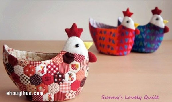 Illustrated tutorial on how to make a non-woven rooster storage basket