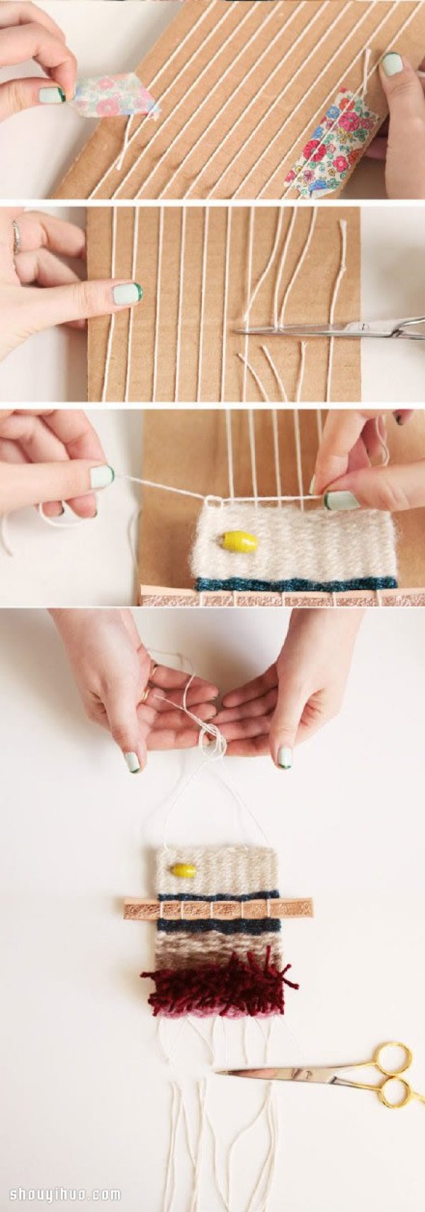 Illustrated tutorial on how to weave small fresh decorative pendants