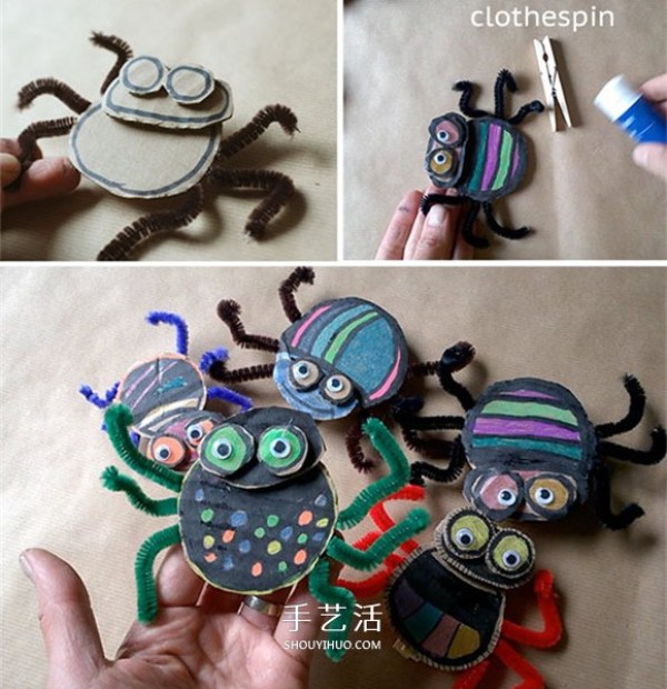 Kindergarten Halloween spider production, a simple cardboard spiderHow to do