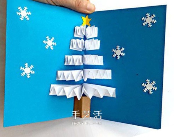 How to make three-dimensional Christmas tree greeting cards and make handmade three-dimensional Christmas tree greeting cards