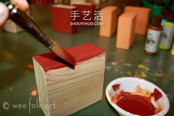 Tutorial on how to decorate wooden building blocks for Thanksgiving