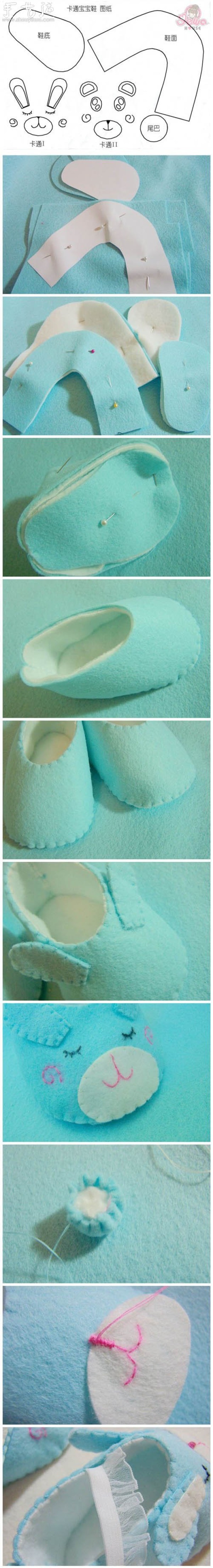 Tutorial on making cartoon animal cloth shoes