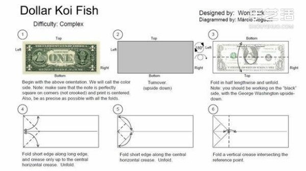 How to fold origami dollar carp and how to fold carp with dollars