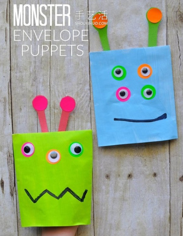 Tutorial on how to make monster puppets in kindergarten on handmade envelopes