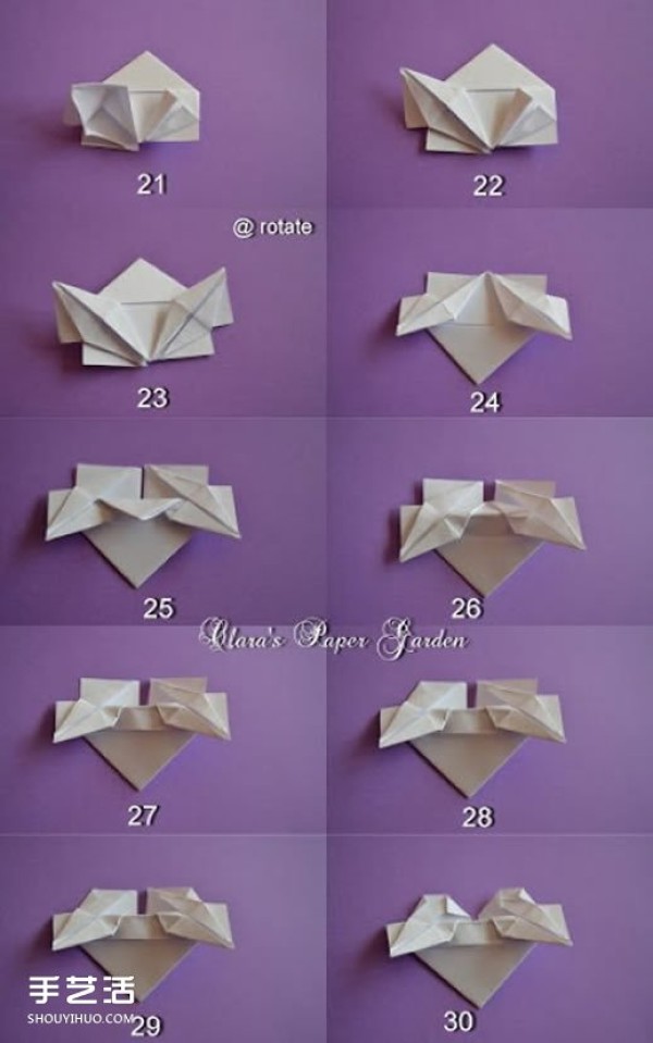 Love garland origami step-by-step illustration to make a beautiful garland with origami hearts