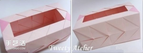 Napkin box DIY production tutorial, beautiful paper box folding method illustration