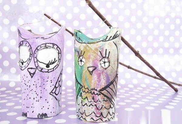 Tutorial on making lanterns using rolling paper tubes, how to make Halloween owl lanterns