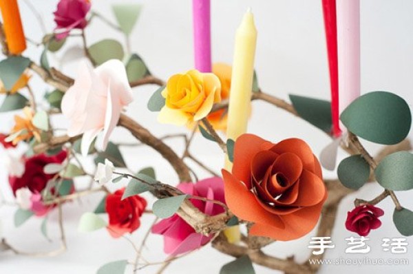 How to make a romantic hand-cut paper rose candle holder