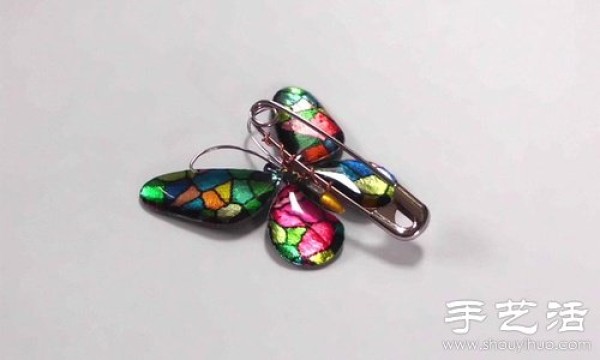 Aluminum foil+epoxy resin handmade butterfly pin/hairpin