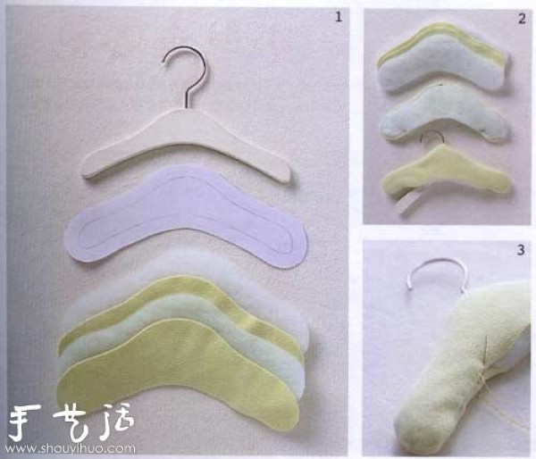 Handmade production of fabric sheaths for childrens clothes hangers