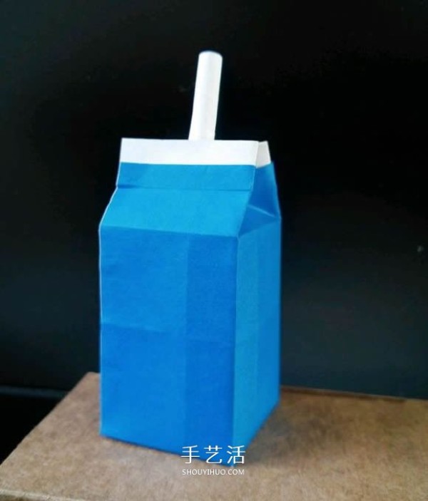 Interesting handmade origami tutorial, illustrations of how to fold a milk box with a straw