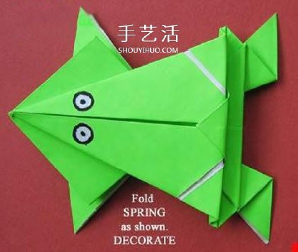 Illustration of a frog that jumps if you click origami origami