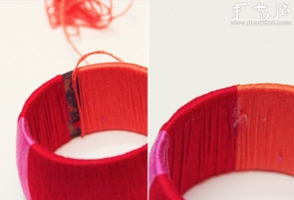 Tutorial on DIY transformation of old wooden bracelets into fashionable wide bracelets