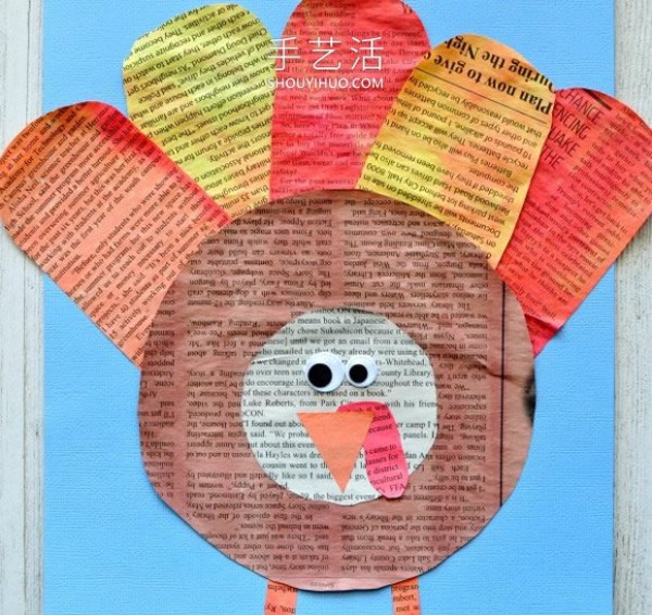 Tutorial on how to make hand-made turkey stickers from waste newspapers