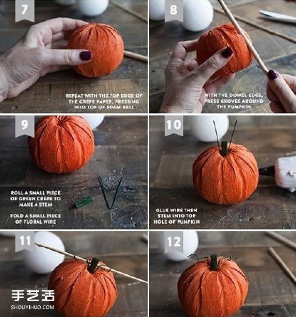 How to make pumpkins from crepe paper, DIY crepe paper pumpkin tutorial