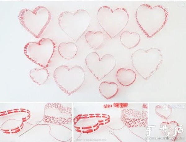 DIY heart-shaped hanging ornaments using waste beverage bottles/plastic bottles