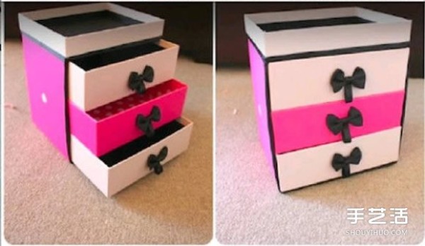 Using excess carton waste to make a DIY handmade storage box with drawers