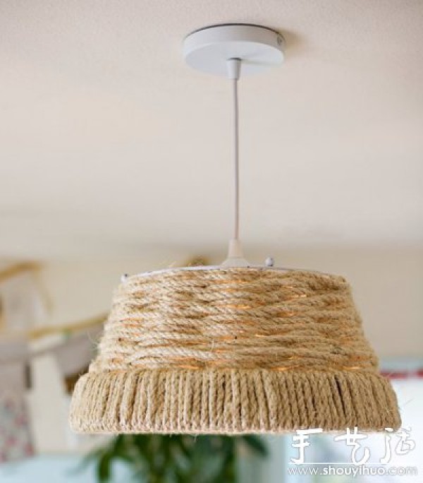 Handmade DIY IKEA style hemp rope chandelier