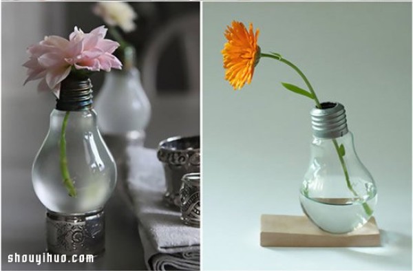 Use handmade DIY kerosene lamp vases from incandescent light bulb wastes