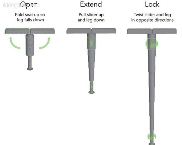 Queue artifact REST telescopic storage chair design for harvesting cans