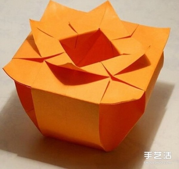 Handmade origami flower pots, illustrated steps for folding complex flower pots