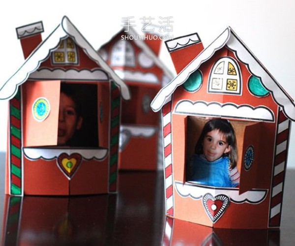 Tutorial on how to make a simple homemade Christmas-style cabin photo frame